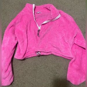 pink fuzzy jacket